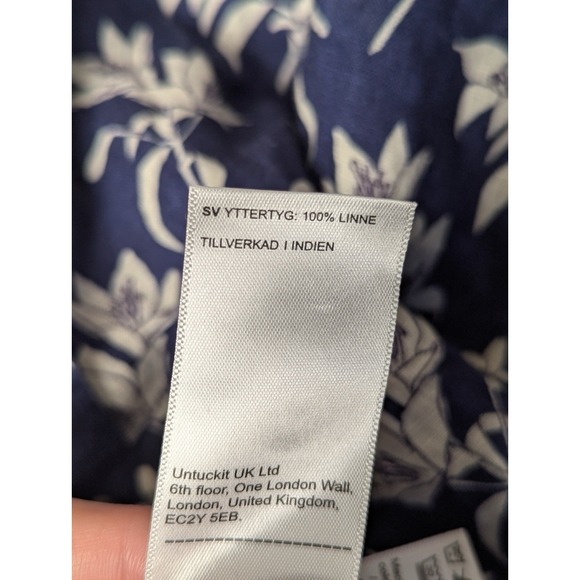 UNTUCKit Parrina SS Shirt 3xL Blue Linen Floral Button Up 2023 - Picture 12 of 16